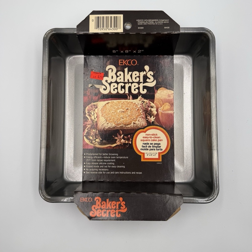 Vintage EKCO Baker's Secret 8x8 Cake Pan Nonstick Square USA NOS